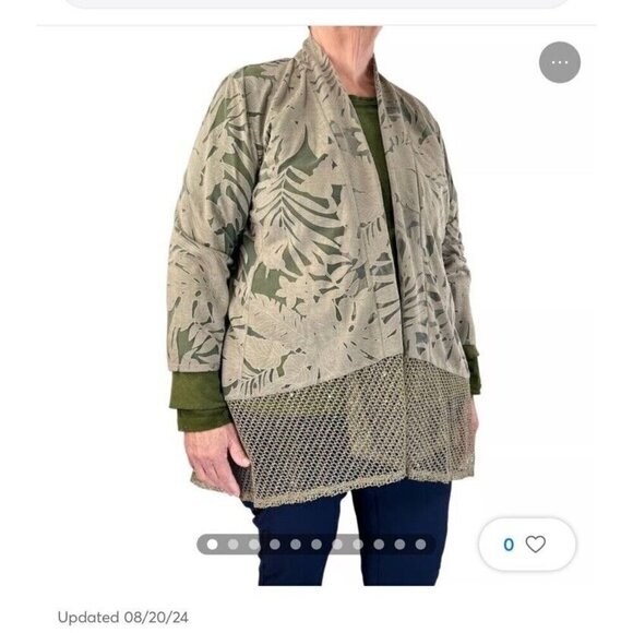 Chico's Jackets & Blazers - Travelers Collection by Chico's Women's Top Green Print Size 3 Flowy Open Front